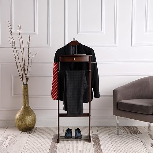 Miniatura 3 de Proman Products Kingston III VL36260 - Soporte de valet con cajón, colgador de contorno, barra para pantalones, ganchos para cinturón y corbata y