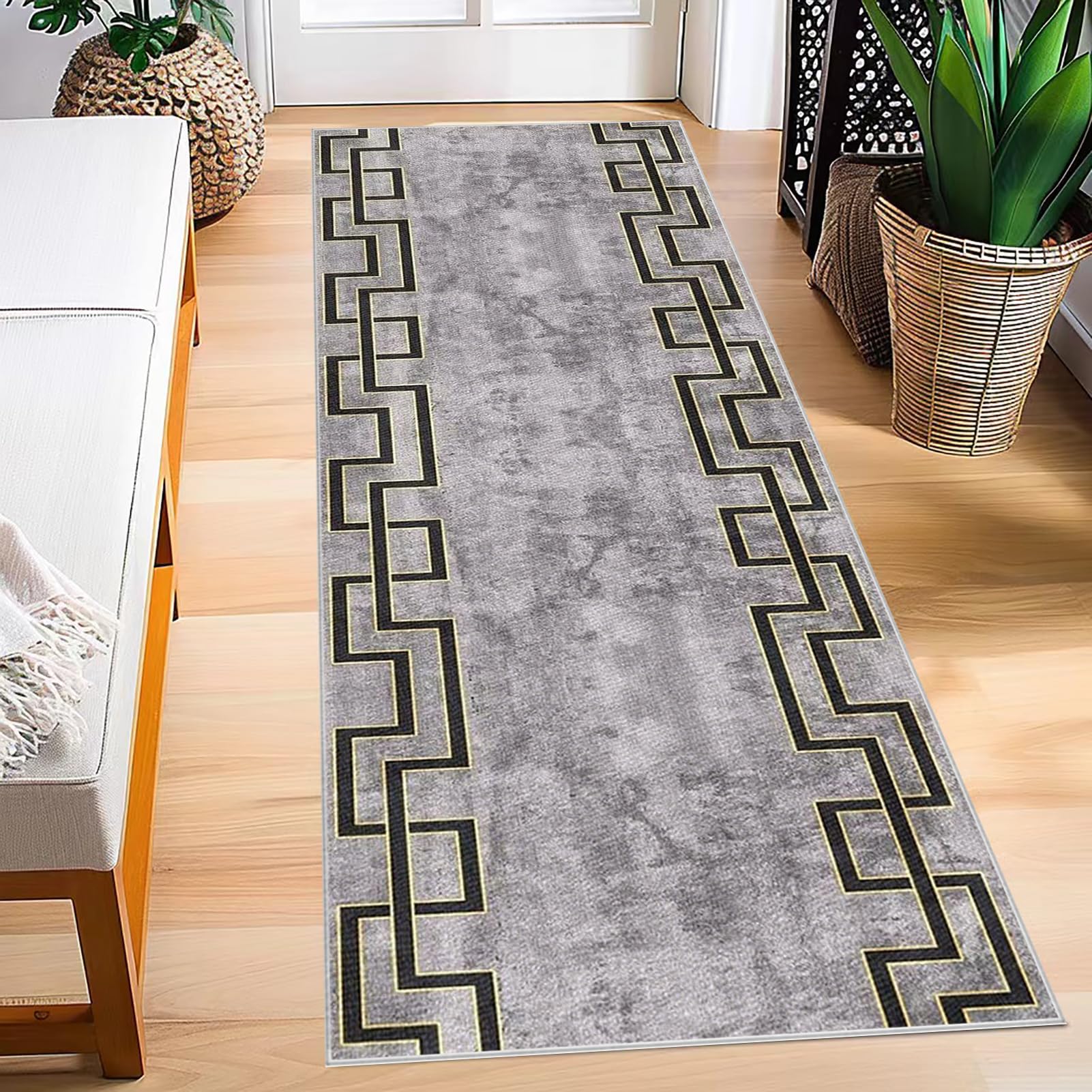 Ruxevnsy Long Runner Rugs for Hallway Non Slip Vintage Hall Runners 40 x 60 cm Narrow Rugs Area Rugs Door Mat Washable Kitchen Rug Carpet Runners for Hallway Entryway Kitchen Bedroom