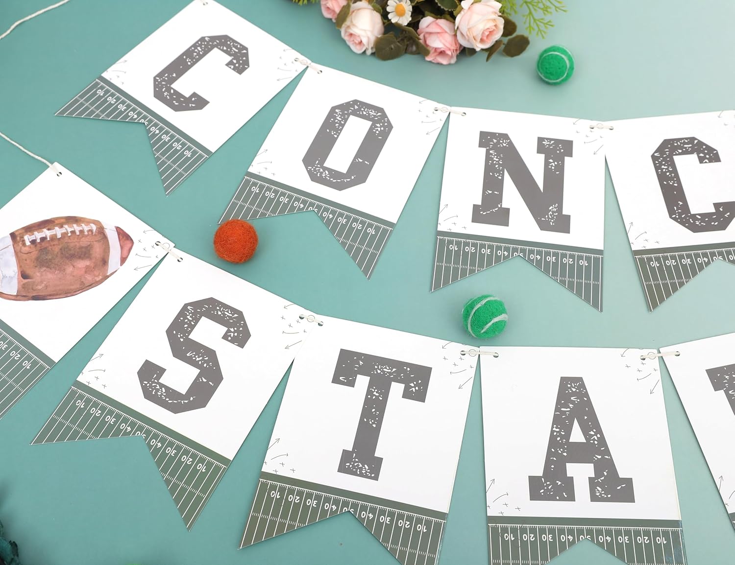 Concession Stand Football Banner - First Year Down Birthday Party Decoration, Sports Theme Party Supplies for Boy, Tailgating Party Concession Stand Sign Decoration