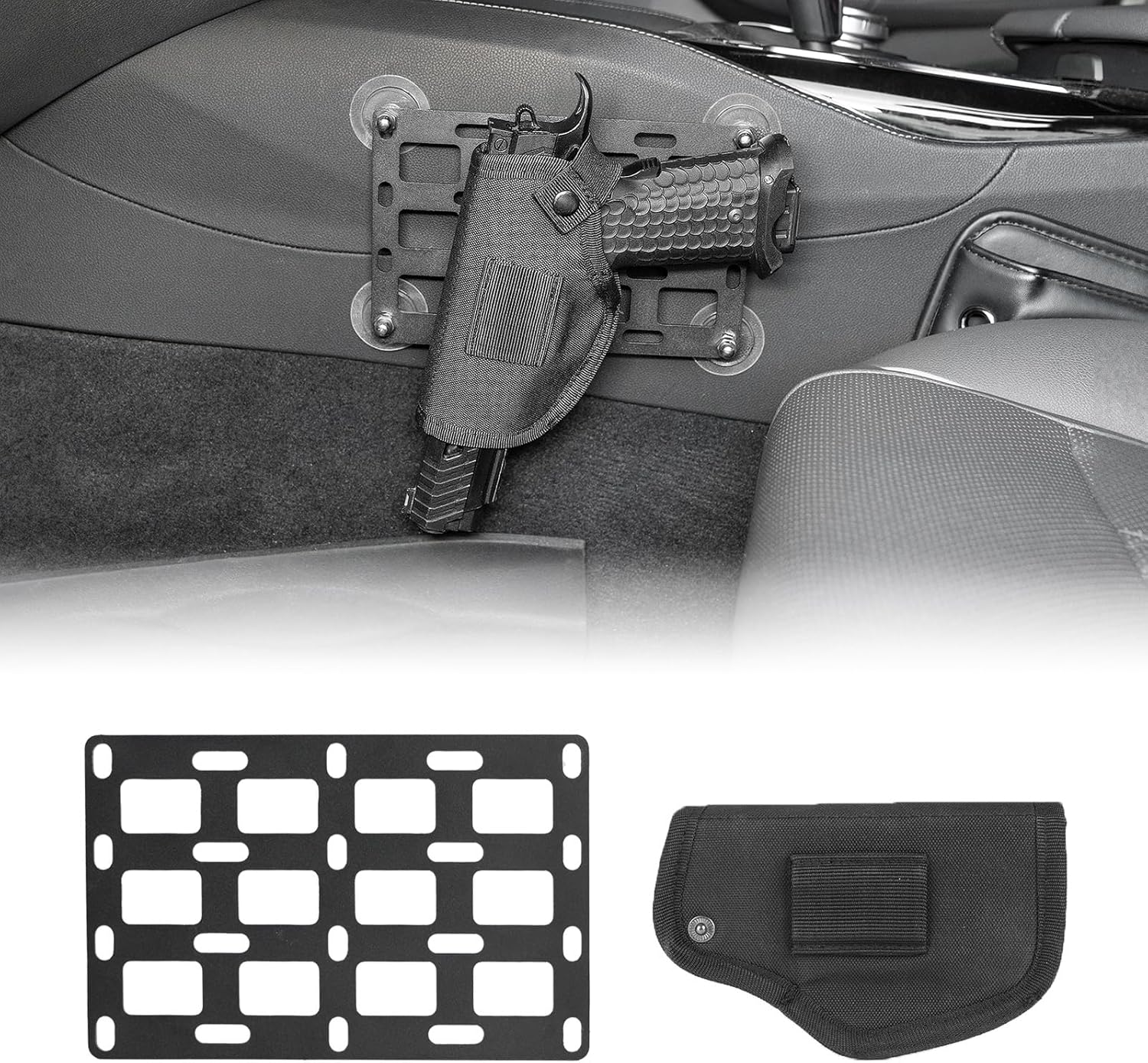 Gun Holster for Men Women – MOLLE Pistol Holsters for Concealed Carry, Center Console Gun Holder for Car Truck