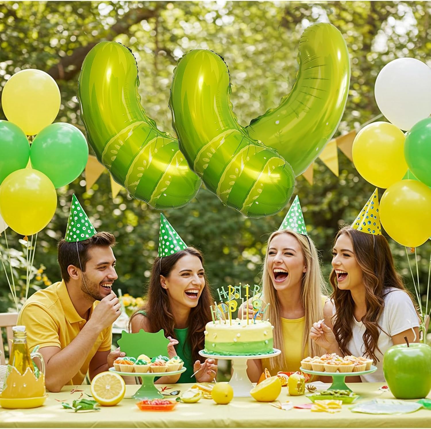 Giant Pickle Balloons 17pcs - Funny Big Dill Mylar Foil + Green Yellow White Latex, It's Kind of a Big Dill Birthday Party BBQ Classroom Novelty Decorations