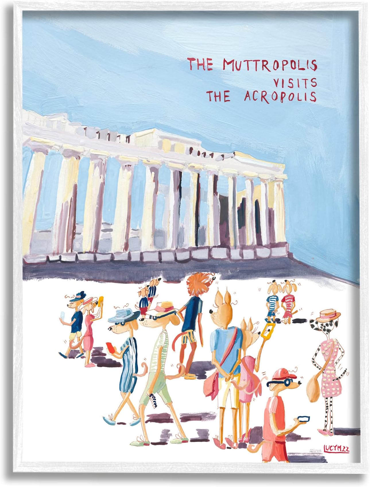 Stupell Industries Muttropolis Visits Acropolis Funny Framed Giclee Art, Design by Lucy Marshall