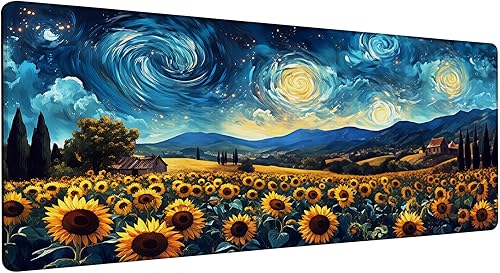 Miniatura 36 de Highland Cow Starry Night - Alfombrilla de mouse grande para escritorio, teclado extendido, alfombrilla de mouse de anime con base antideslizante y