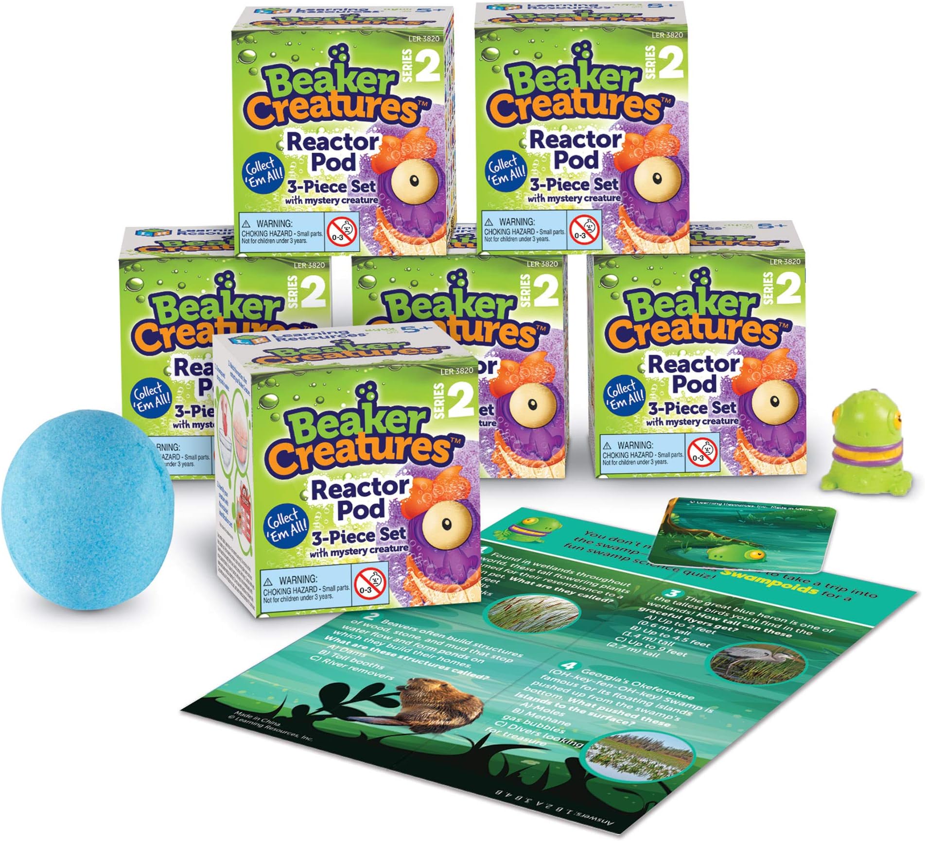 Learning Resources Beaker Creatures Series 2, Assorted Colors, Homeschool, Collectible Surprise Toys, Collectible Figurines, Surprise Toy, Mystery Toy, STEM, 6-Pack Pods, Ages 5+