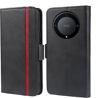 Phone Case For Huawei Honor X9a Leather Wallet Cases Credit Card Holder Kickst Body Purse Heavy Duty Protective Hybrid Flip Folio Cell Cover for Hawaii Honor X40 /Magic5 Lite Women Men Black