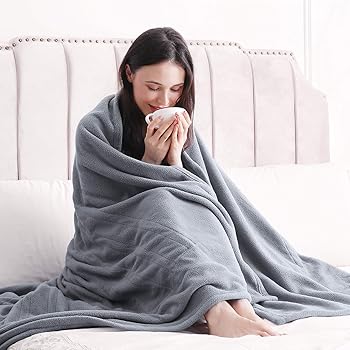 MaxKare Polar Fleece Electric Heated Blanket Twin Size 62'' x 84'' Full Body Warming Premium Microfiber Sofa Blankets with Auto-Off 4 Temperature Settings Overheating Protection 10h Timer - Gray