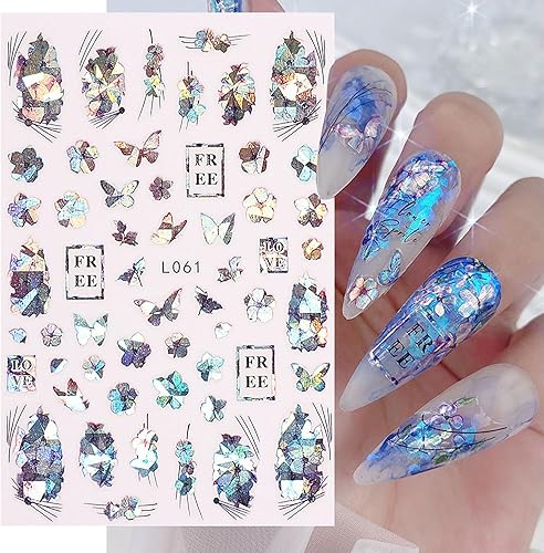 8 hojas de calcomanías de arte de uñas de flores de animales, calcomanías autoadhesivas 3D de mariposas, pavo real, suministros de arte de uñas, disponible en Yaxa Peru