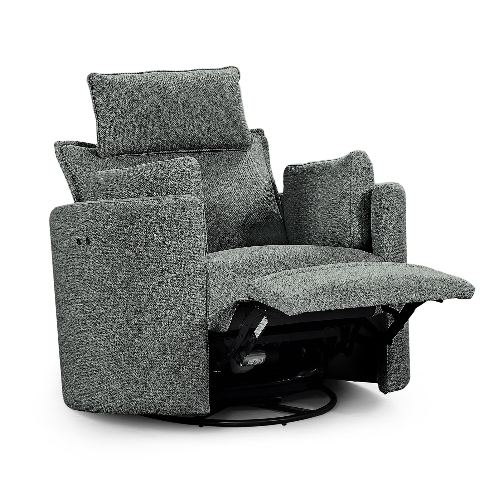 Power Swivel Rocker Recliner, Glider Nursery Chair for Adults, Modern Leisure Sofa Chair with 2 Pillows for Small Spaces, Bedroom, Living Room, Beige