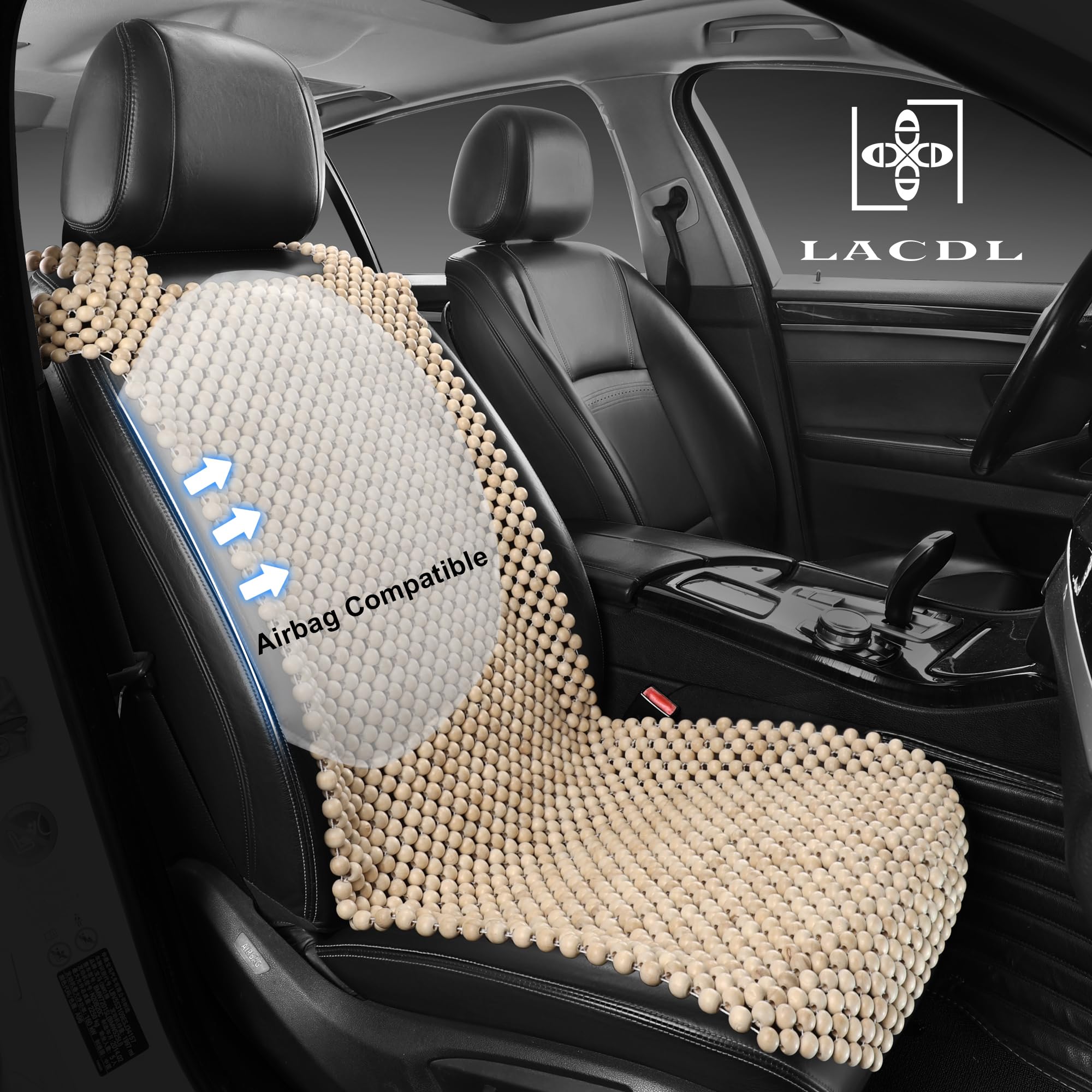 LACDL Coprisedili per auto con perline, cuscino per sedile in perline di legno naturale per camion, tappetino di raffreddamento per sedile ventilato estivo automobilistico, in legno Jeep massaggiante