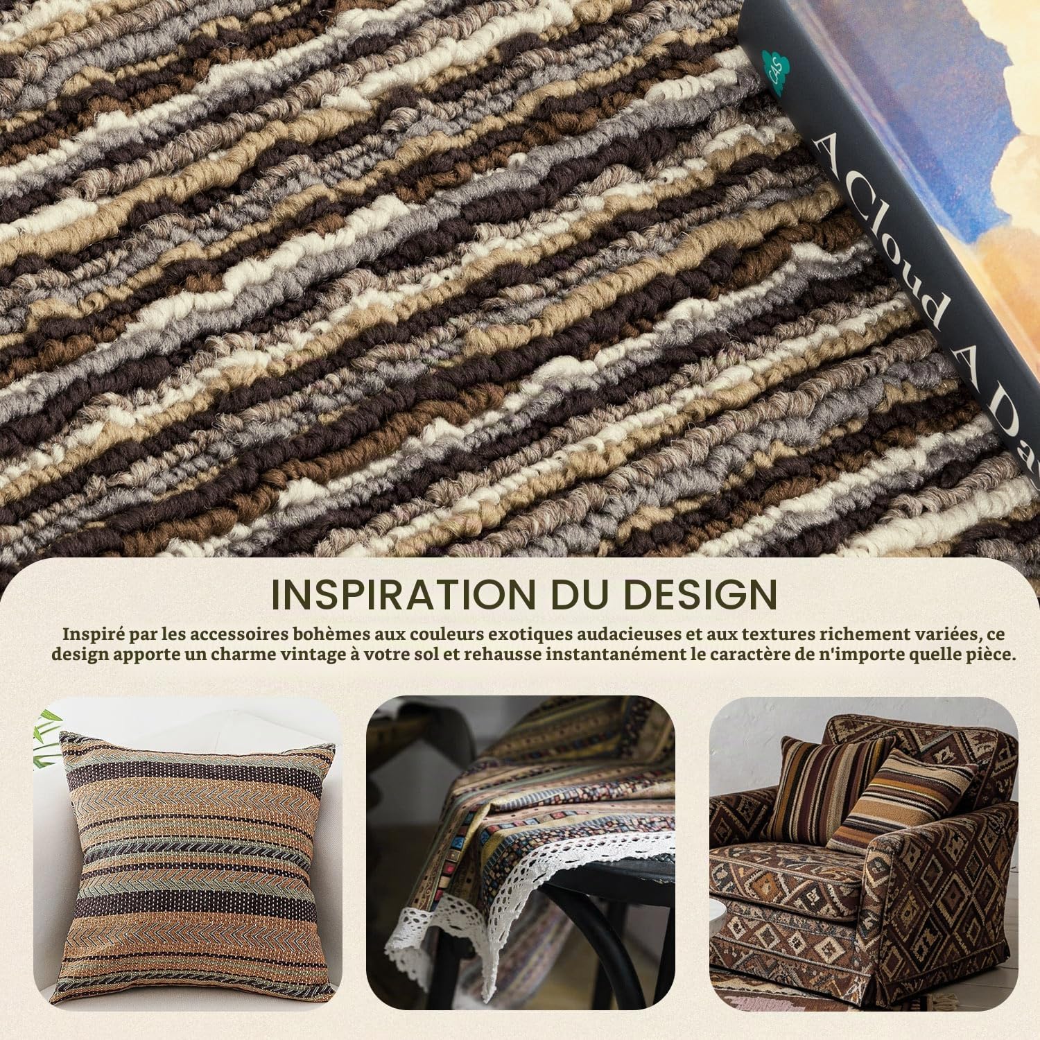 Biscpro Tapis d'entrée Interieur 50x120cm Paillasson,Antidérapant Lavable Tapis de Porte,pour Passage,Couloir,Cuisine,Terrasse,Jardin,Chambre-Café