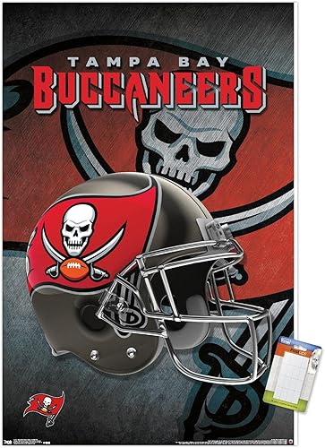 Trends International NFL Tampa Bay Buccaneers - Póster de pared para casco 16, 22.375 x 34 pulgadas, paquete de póster y montaje de alta calidad