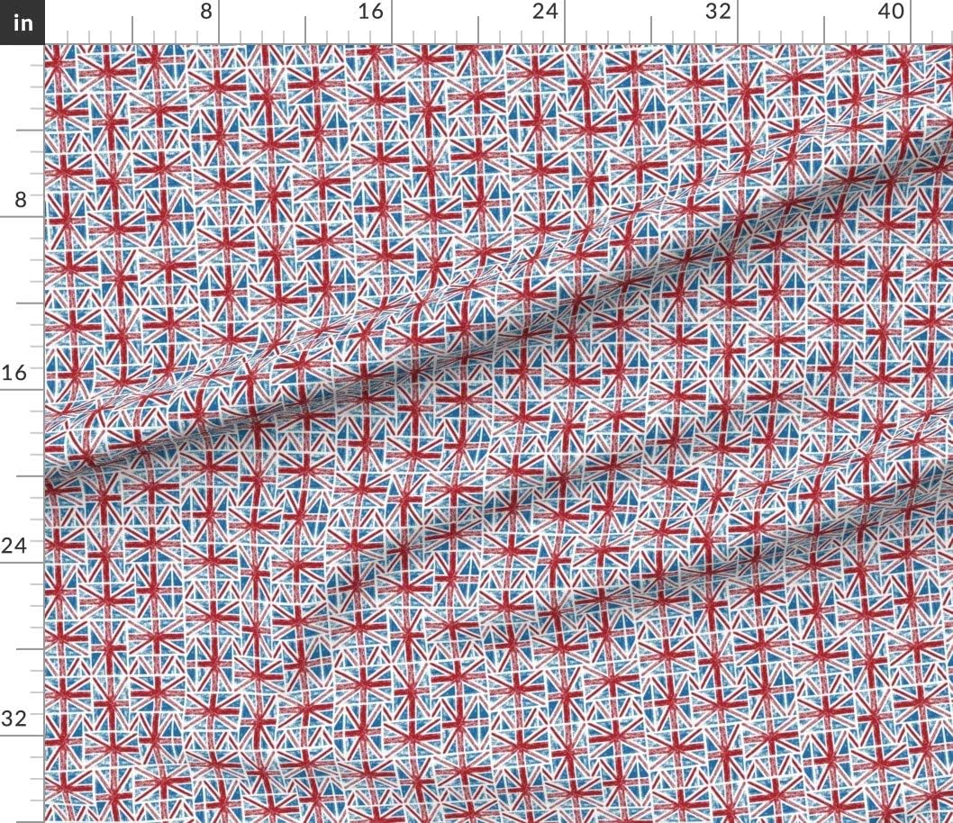 Spoonflower Fabric - English United Flag England British Geometric Printed on Petal Signature Cotton Fabric Fat Quarter - Sewing Quilting Apparel Crafts Decor