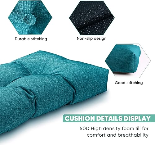 Miniatura 4 de Millsilo Cojín de banco antideslizante para muebles de interior y exterior, resistente al agua, duradero, grueso, para banco de almacenamiento,