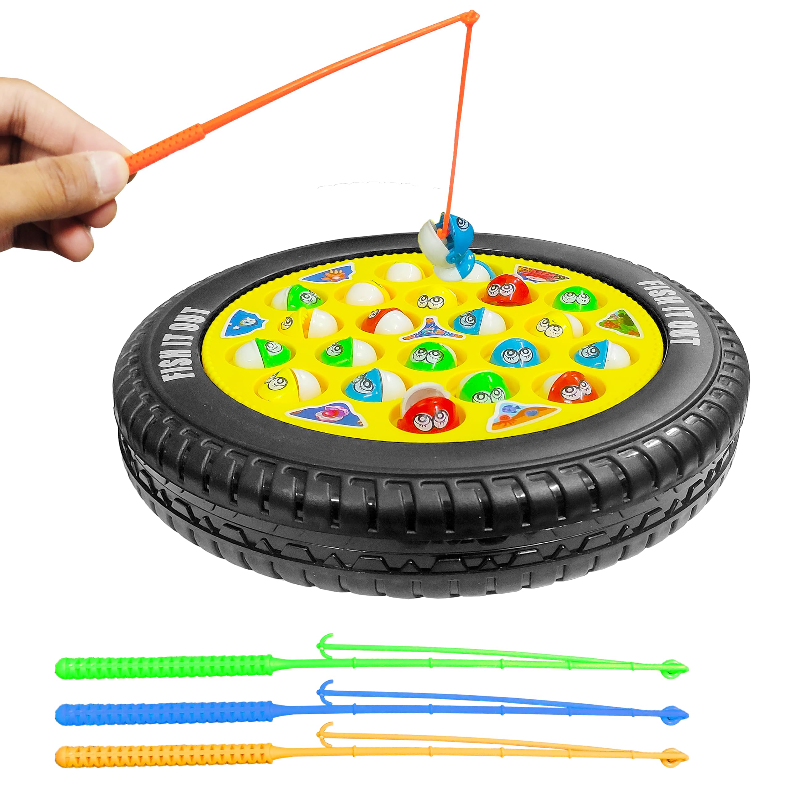 VGRASSP Fishing Game Toy Set with Rotating Board | Now with Music On/Off Switch for Quiet Play | Includes 21 Fish and 4 Fishing Poles | Safe and Durable Gift for Toddlers and Kids(Fishing Game Small) (B0C58J4BGW) Amazon Price History, Amazon Price Tracker