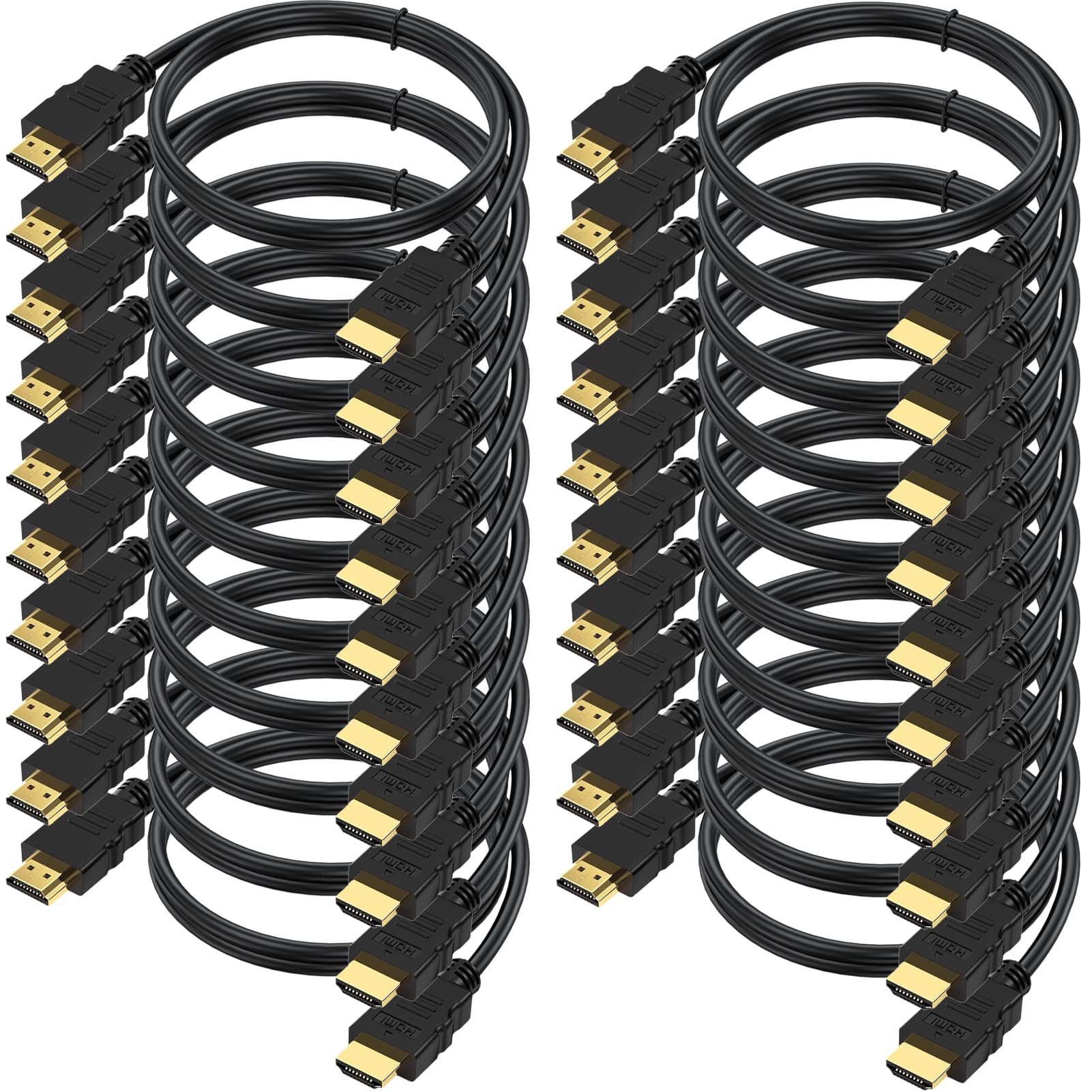 4K HDMI Cable 3 FT 20-Pack, 3FT HDMI Cord Multipack 4K@60Hz, Shielded HDMI Cord Support HDCP 2.2, HDR, 3D, ARC & CL3 Rated for TV, Laptop, Monitor,