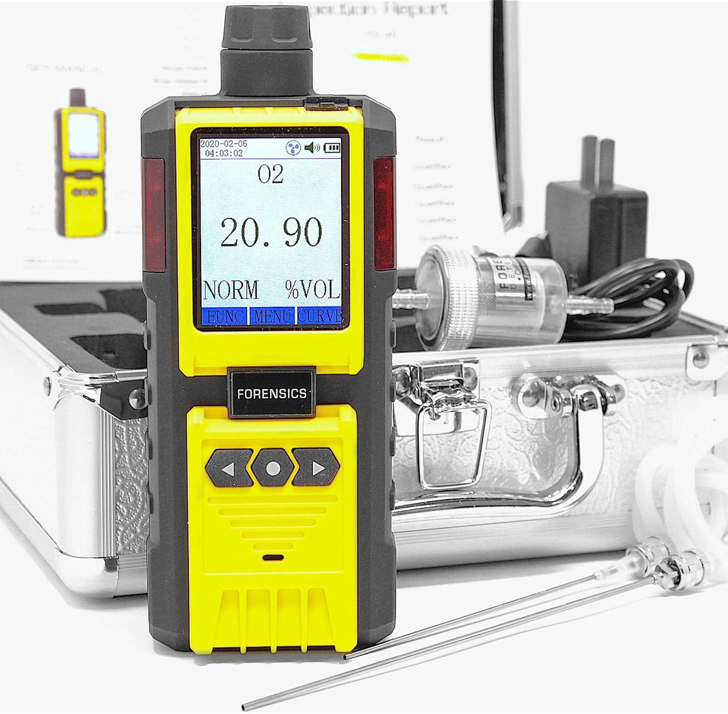 Nitrogen Gas Detector by Forensics | Portable Analyzer for N2 Leaks | USA NIST Calibration | USB Recharge | Computer Data Logging |
