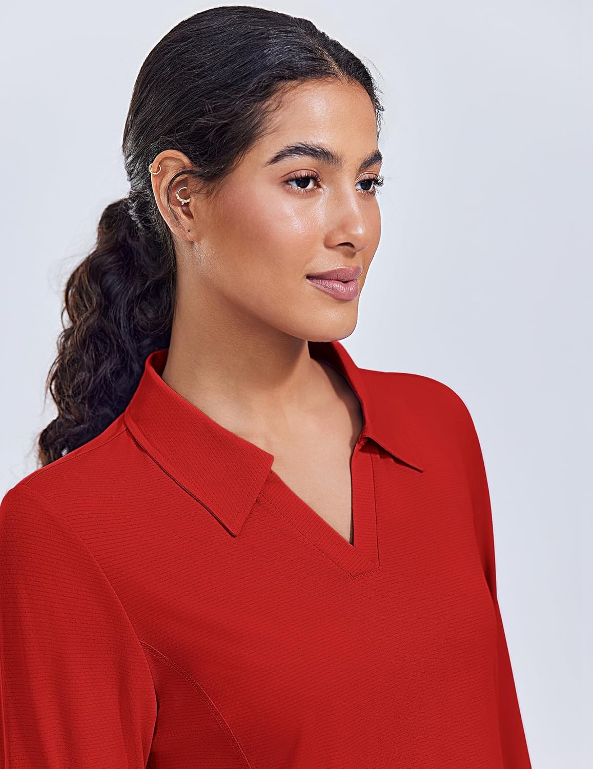 PINSPARK Long Sleeve Shirts for Women UPF 50+ Sun Shirt Workout Tops Quick Dry V Neck Athletic Running Hiking Golf Polo S-3XL - Image 5