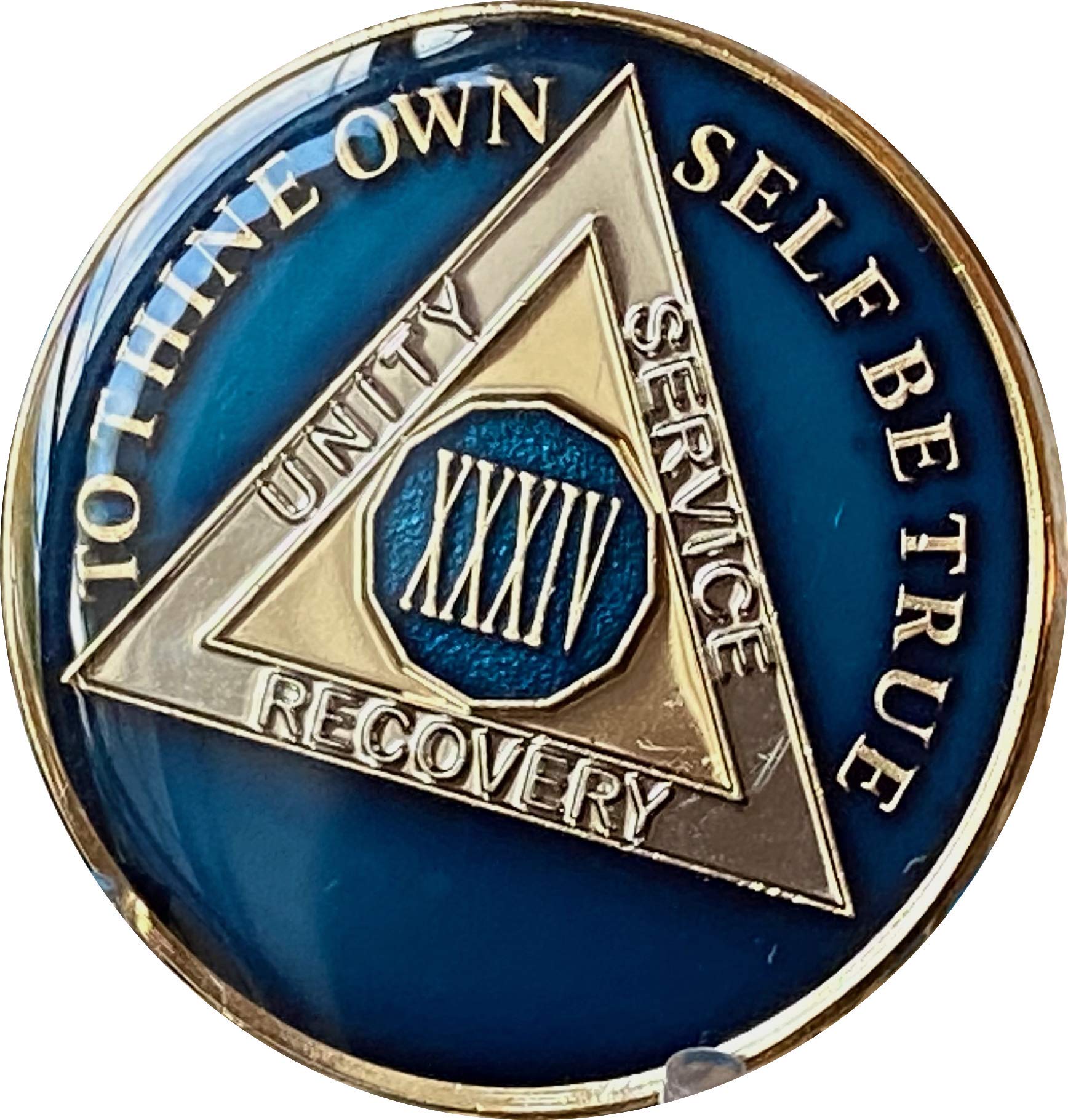 Ranger Industries 34 Year AA Medallion Metallic Midnight Blue Sobriety Chip XXXIV