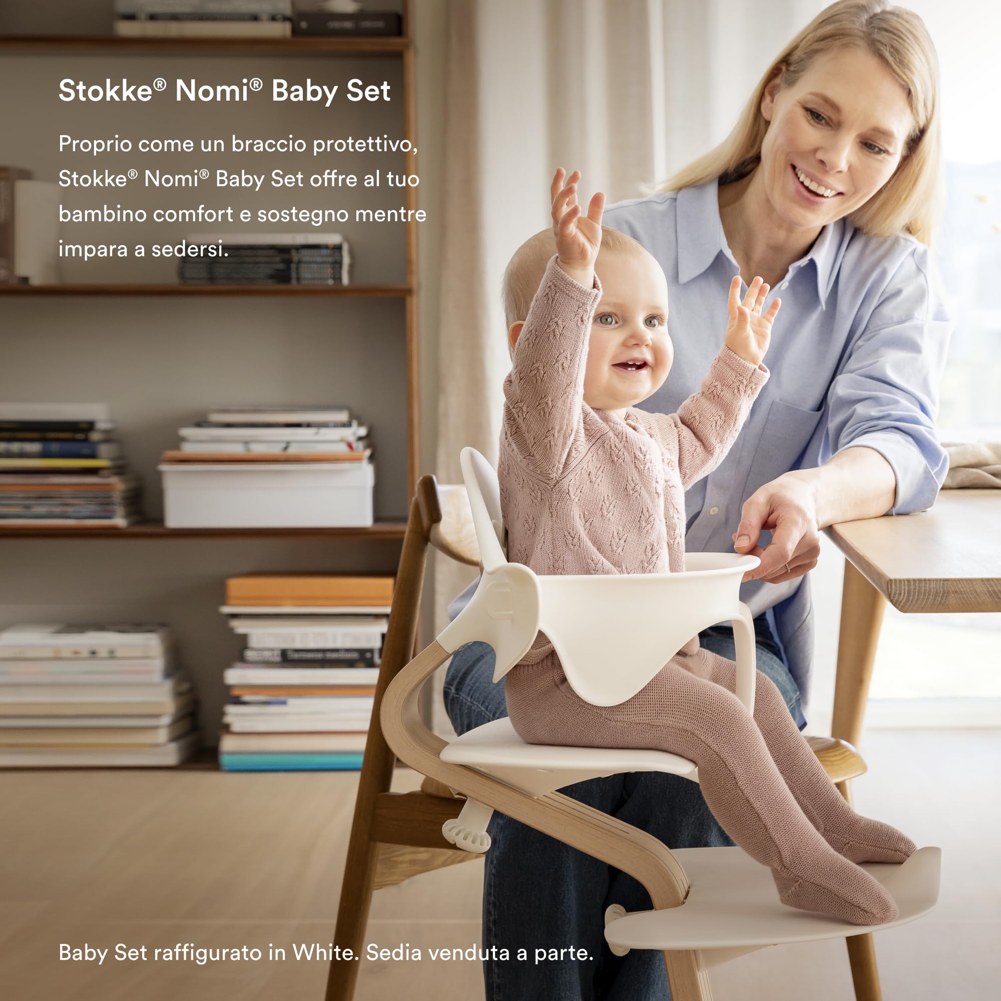 Stokke Nomi Baby Set, Grigio - Fornisce supporto laterale e dorsale mentre il bambino impara a sedersi - Compatibile con tutte le sedie Nomi
