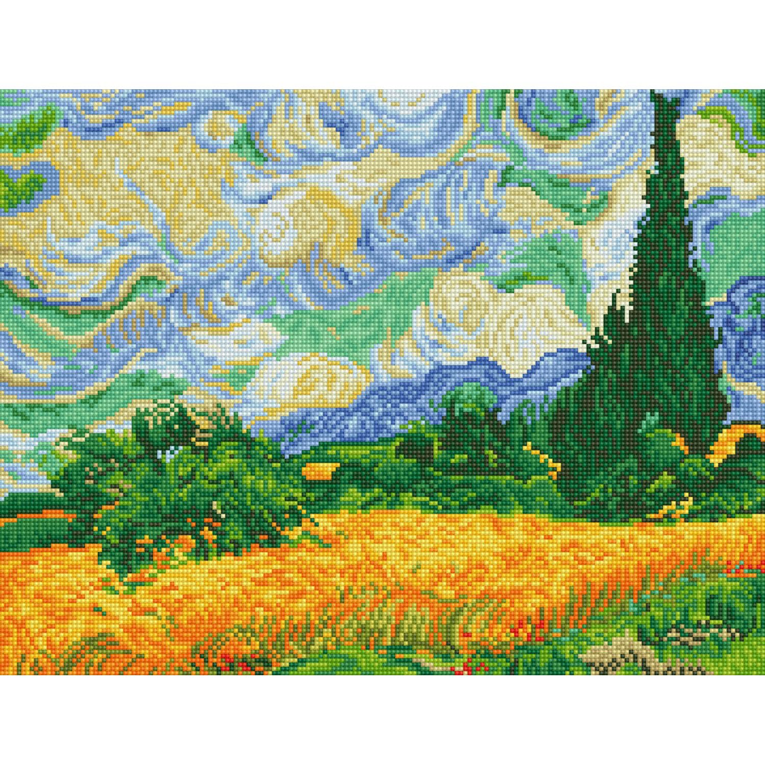 Diamond Dotz DD9-024 Weizenfeld (Van Gogh), ca. 51 x 39 cm groß, Diamond Painting, Malen mit Diamanten, funkelndes Bild zum Selbstgestalten, für Kinder und Erwachsene, bunt