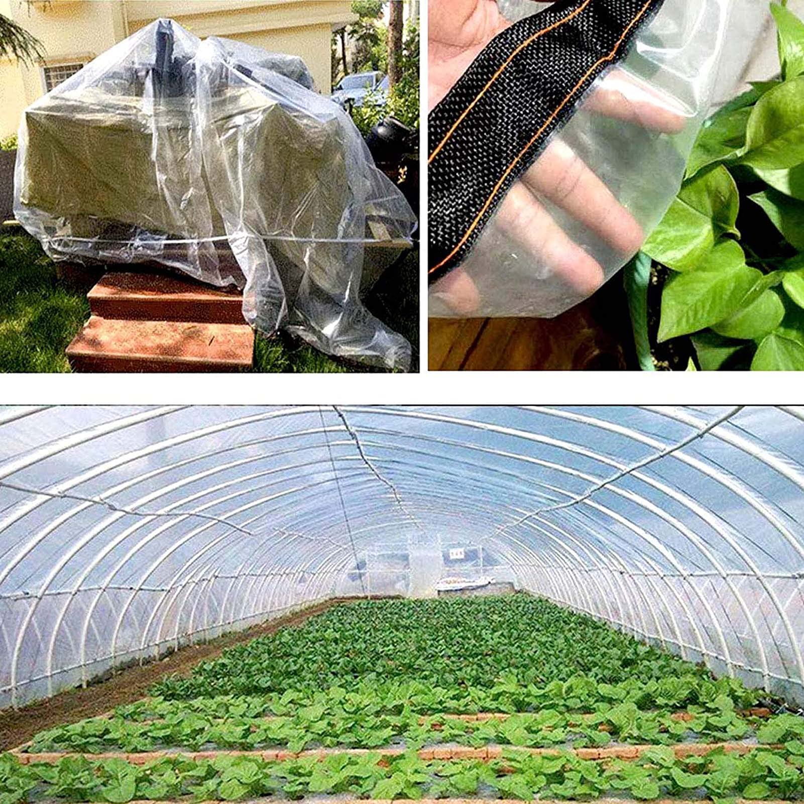 FOGUO Transparent Tarpaulin Waterproof Heavy Duty 19.19x19.7ft, Transparent Tarp Waterproof, Clear Tarps with Grommets, Multi-Purpose Clear Tarpaulin, for Roof, Outdoor, Patio, Rain or Sun