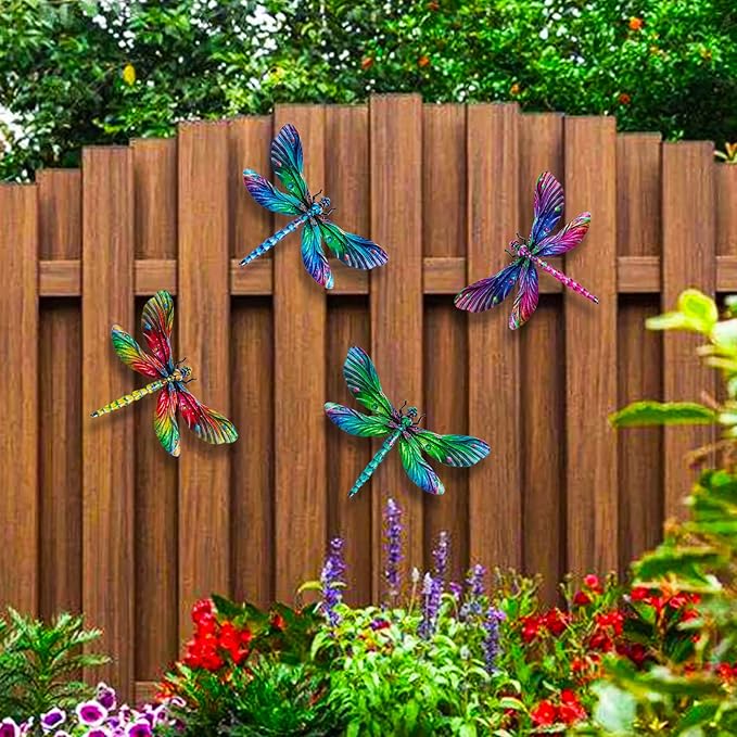 Decoración de Pared Metalica Libélula SUNREEK 9in para Jardín miniatura 5