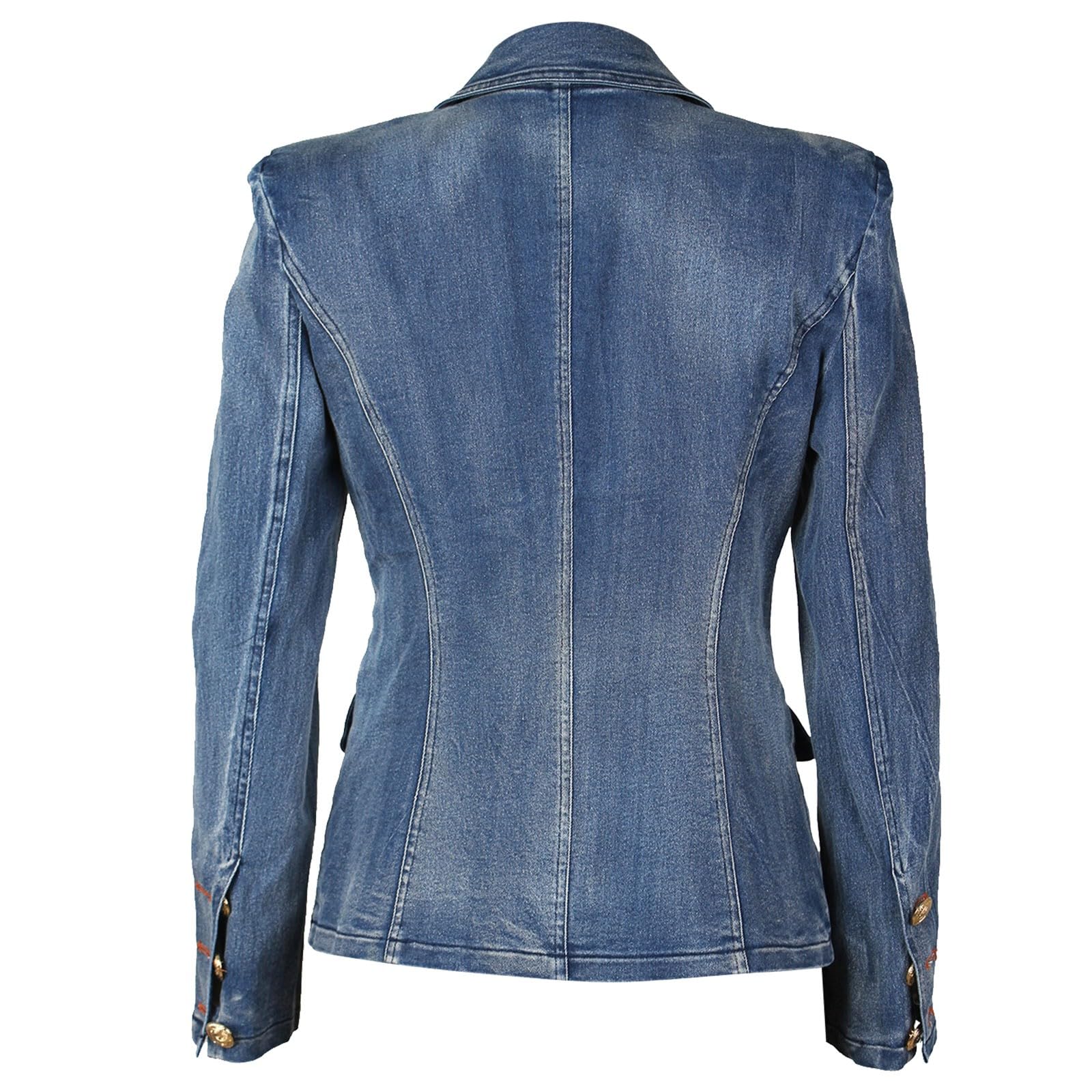 Generisch Jeans Blazer Damen Tailliert - Jeansjacke Damen Kurz