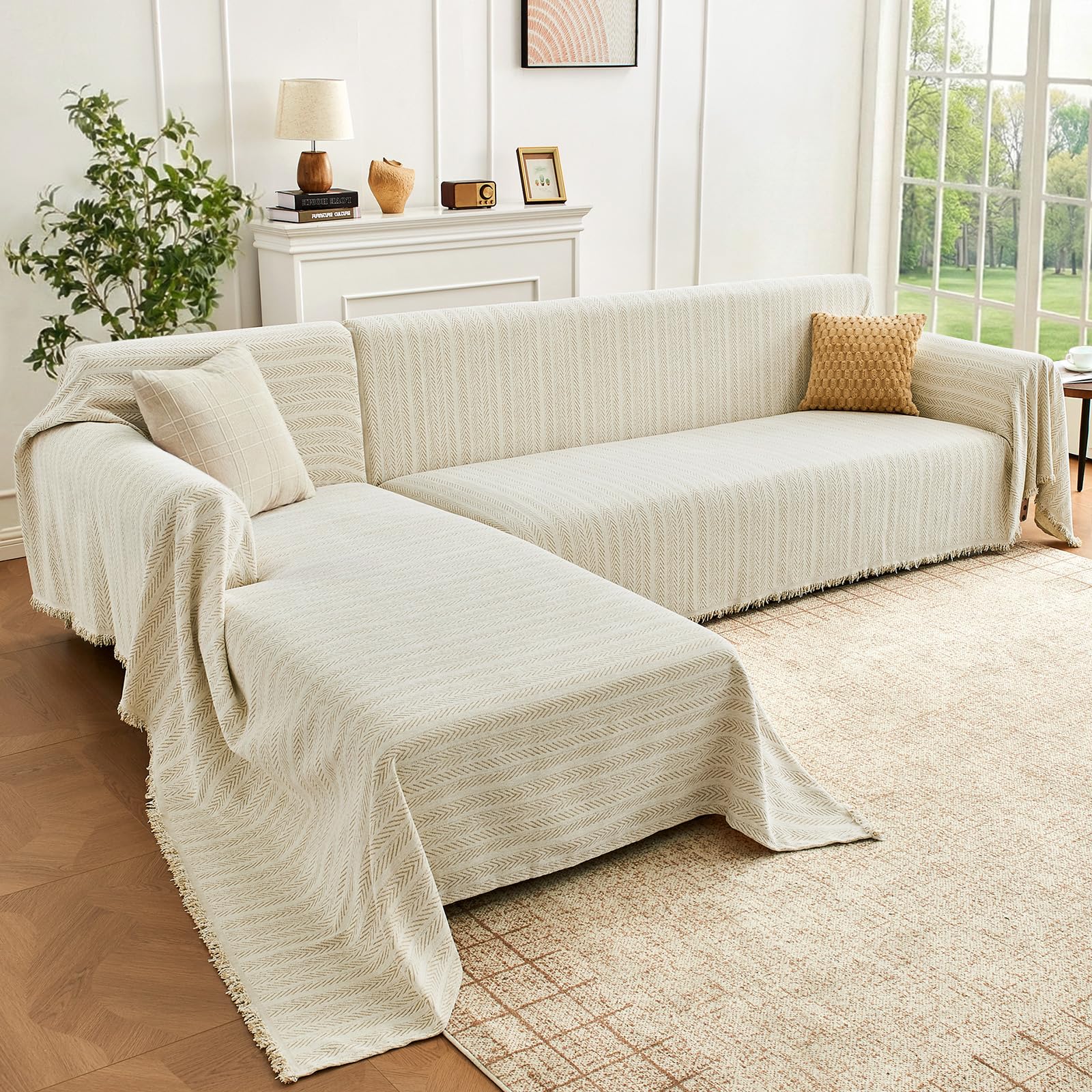 Houmiggle Herringbone Sectional Couch Cover