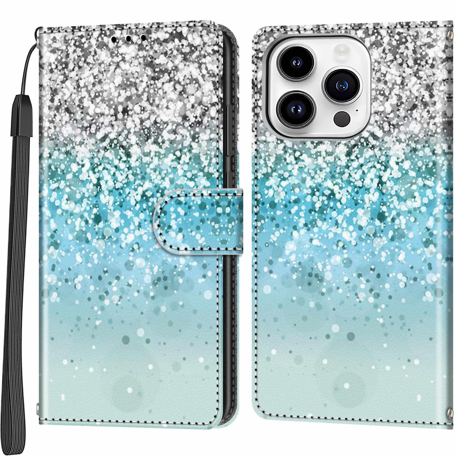 SalanheoWallet Case for iPhone 14 Pro, with Card Slots Magnetic Closure Leather Flip Phone Case Compatible for iPhone 14 Pro