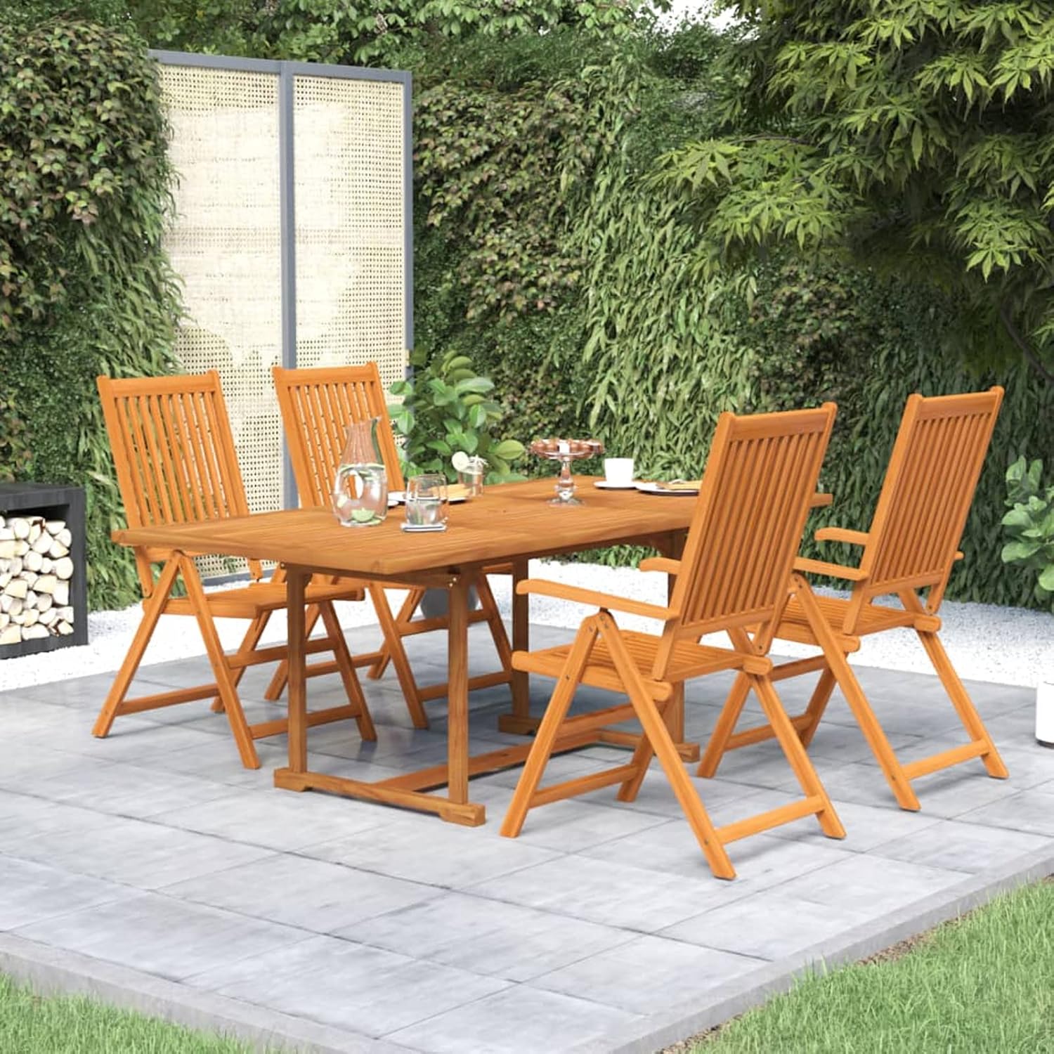 Yolola Gartenmöbel Set Holz 4 Personen Gartentisch Mit Stühlen Set