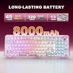 Clavier mécanique de jeu sans fil YUNZII X98 QMK/VIA avec bouton, clavier hot-swappable tri-mode BT5.0/USB-C/2.4GHz, interrupteurs pré-lubrifiés, montage sur joint, rétroéclairage RGB pour Windows/Mac (Rose, interrupteur Snow)