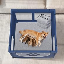 LOOBANI Foldable Dog Playpen with Cover 43.3"x43.3"x27.1" Mix 2 Packs 41"x41" Dog Playpen Mat