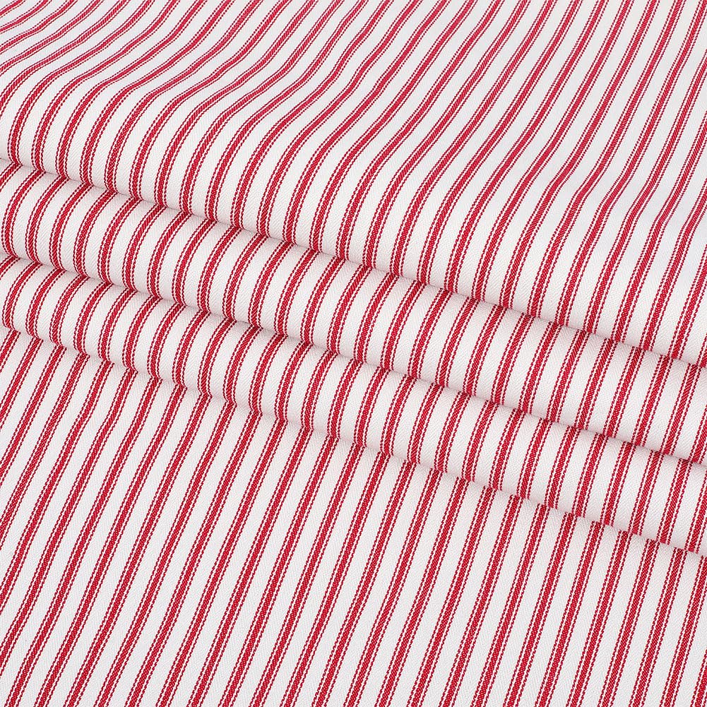 BENECREAT 2 Yards/1.8M FireBrick Striped Ticking Fabric, 63"/1.6M Wide Polycotton Material for Upholstery DIY Sewing Projects