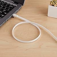 Vista 5 de Yaxa Basics Cable de conexión Ethernet RJ45 Cat 7, plano, 600 MHz, sin enganches, incluye 15 clavos, 30 pies, color blanco