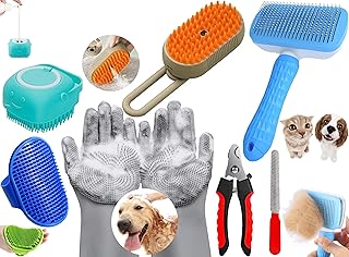 Style Keepers 6-in-1 Pet Grooming Combo for Dogs & Cats | Bathing Brush, Silicone Shampoo Dispenser, Deshedding Glove, Sli... Price In India