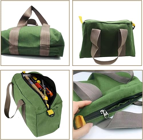 Miniatura 5 de Bolsa de herramientas de boca ancha, bolsa de lona resistente de gran capacidad, organizador de herramientas portátil para el hogar para