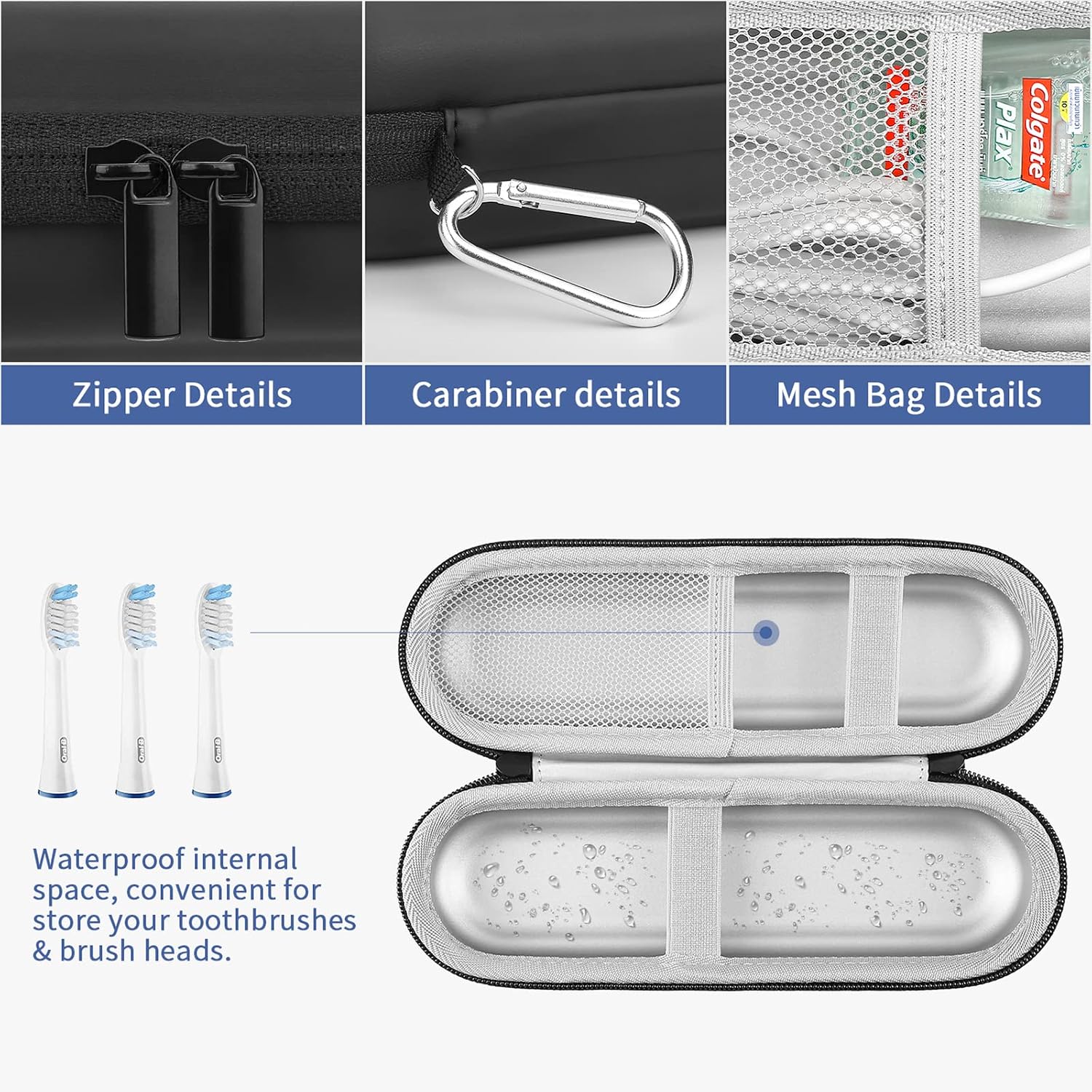 Case for Braun Oral B/Fairywill Sonic/Philips Sonicare Electric Toothbrush with Accessories Storage - Image 4