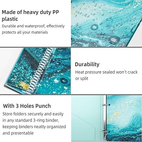 Miniatura 4 de Ospelelf Carpetas con bolsillos carpeta de plástico impermeable con dos pestañas de esquina fijas y 2 bolsillos incluye ranura para tarjetas de