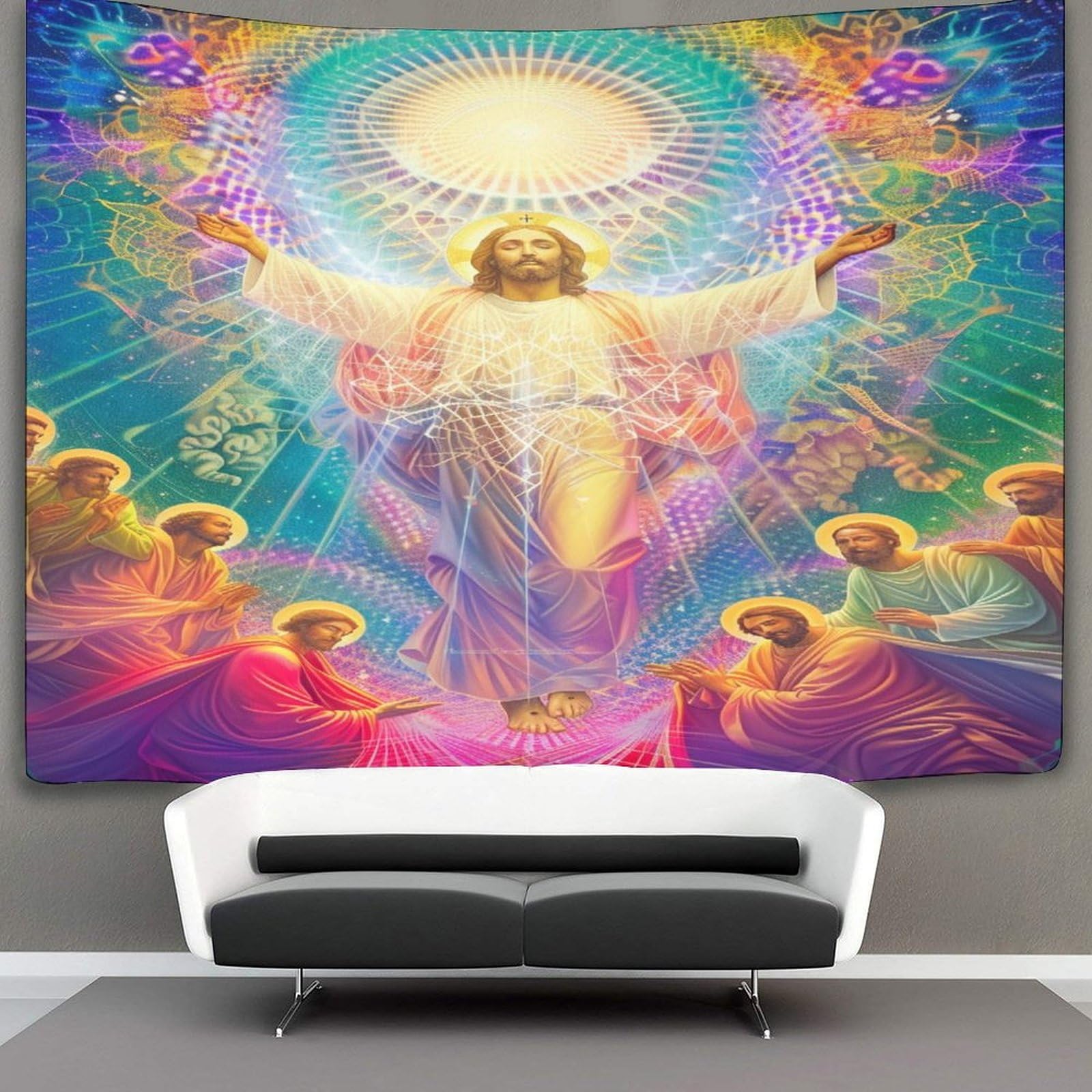 DHBANEIOK 3D Jesus Printed Wall Blanket Home Decoration Bedding Poster Wall Art Tapestry Tapestry Wall Hanging Soft Polyester for Living Room Bedroom Dorm Deco 130cmx150cm