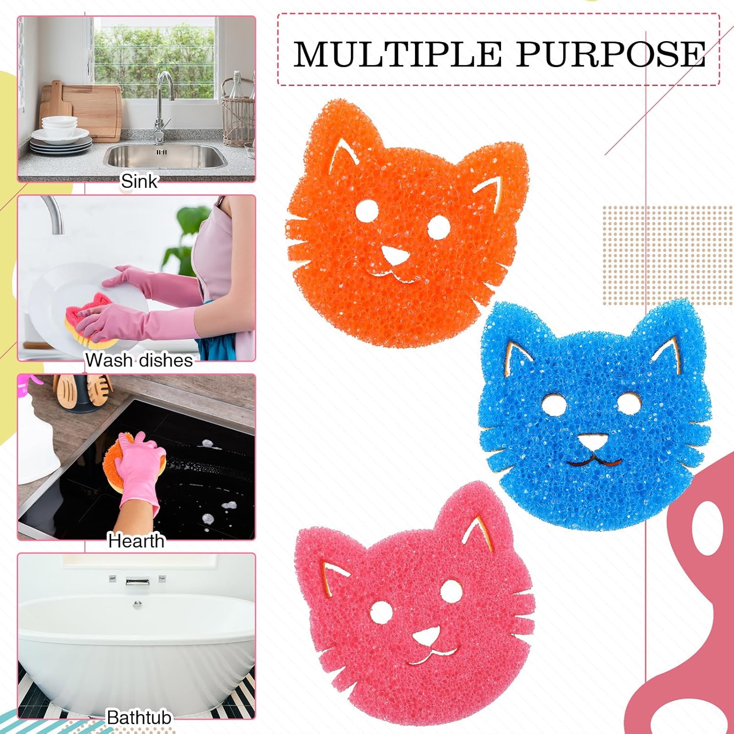 Sided Scrub Spon Multi Functal Cute Temperature
