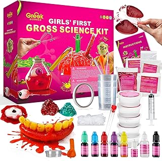 Greek Science 75+ Eklige Experimente für Mädchen - Ekelhaftes STEM-Labor mit Gehirn-Dissektion, Organ-Schleim & Chemie - Lernspielzeug für Kinder ab 8 Jahren, Geschenk zu Weihnachten & Geburtstag