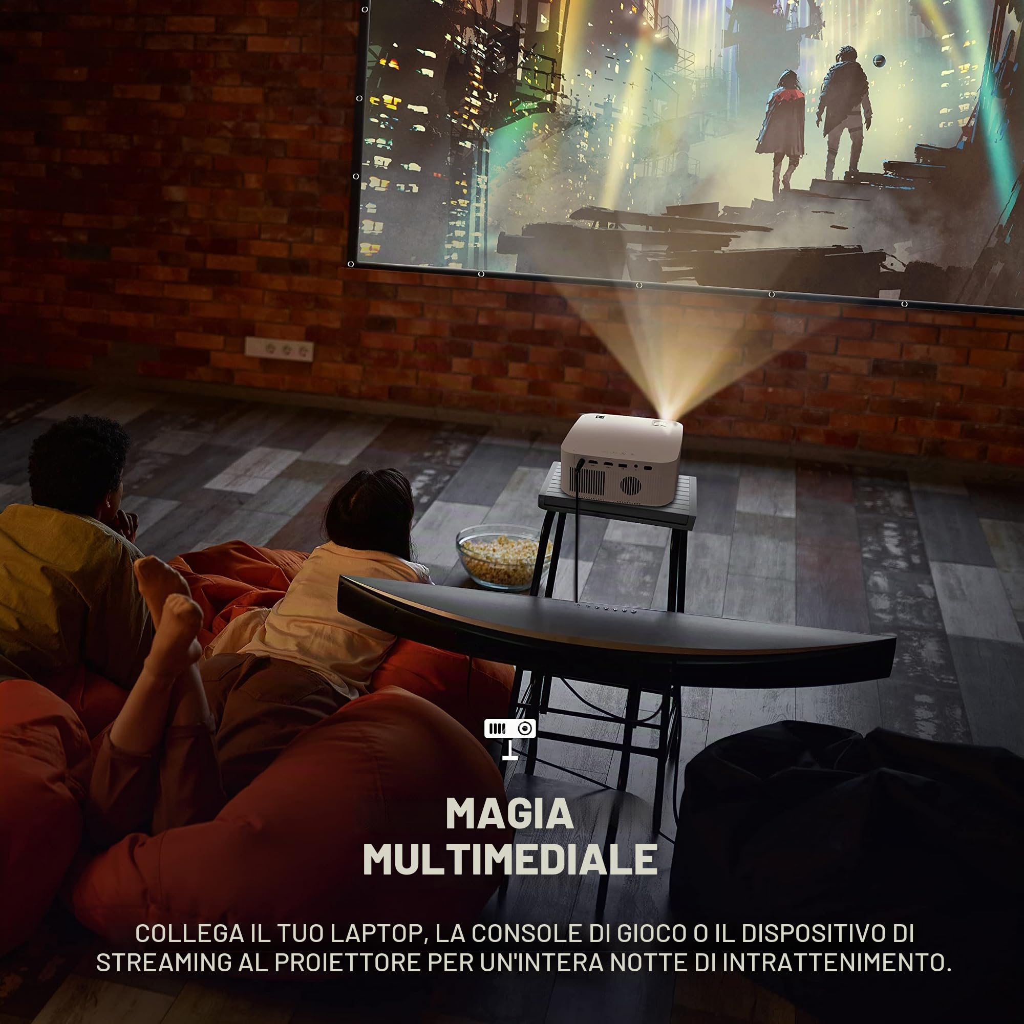 KODAK FLIK X10 Full HD Kit proiettore multimediale | Pacchetto sistema home theater portatile mini compatto 1080p con schermo di proiezione da 100"