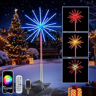 Fireworks Led Lights Outdoor, 12 FT 352 LED Firework Lights Smart Color Chang with APP Remote Timer Music Sync, Outdoor Christmas Tree for Outdoor Christmas Decorations