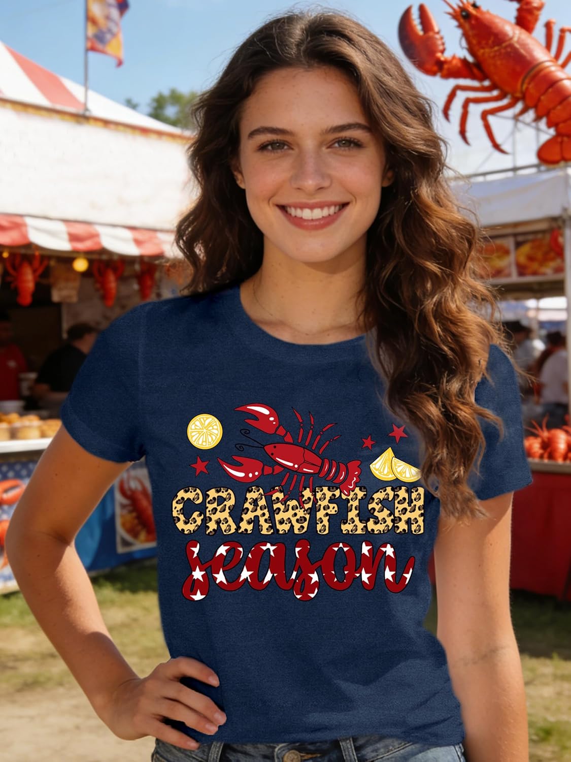 Crawfish Shirts for Women Crawfish Seasoon T-Shirt Seafood Lover Tee Tops - Image 2
