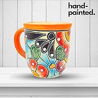 Vista 6 de Talavera Fiesta - Taza de café de cerámica mexicana pintada a mano, multicolor