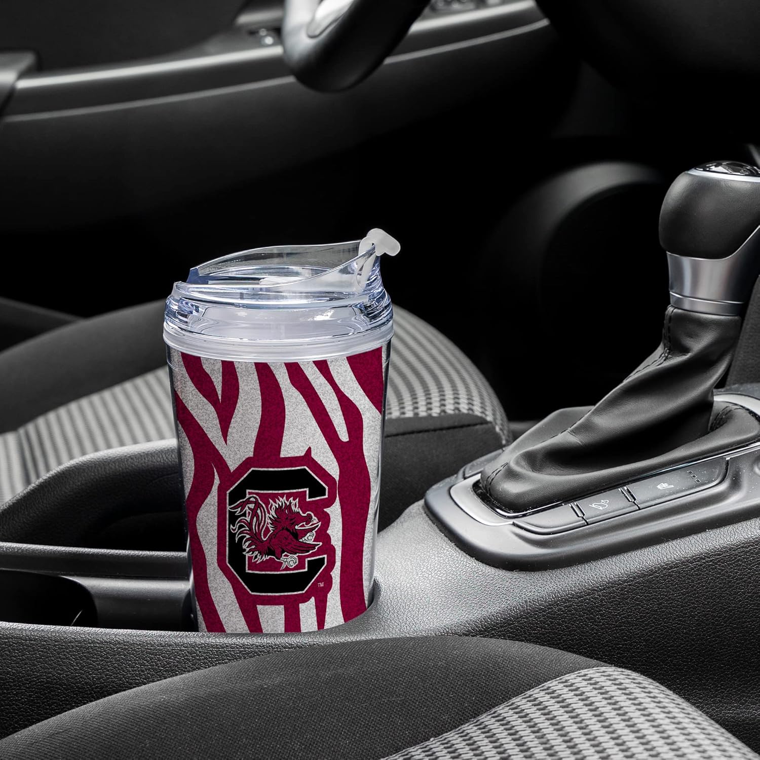 Rico Industries NCAA Glitter 24oz Acrylic Glitter Tumbler with Hinged Lid, Officially Licensed Double Wall Tumbler with Straw - Image 4