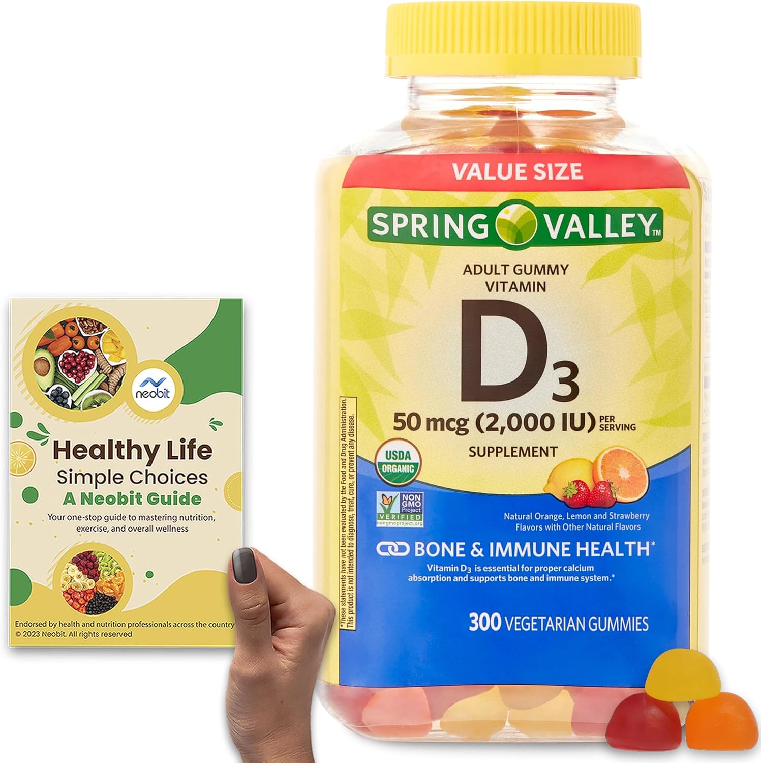 Spring Valley Vegetarian NonGMO Vitamin D3, 50 mcg (2,000 IU), 300 Vegetarian