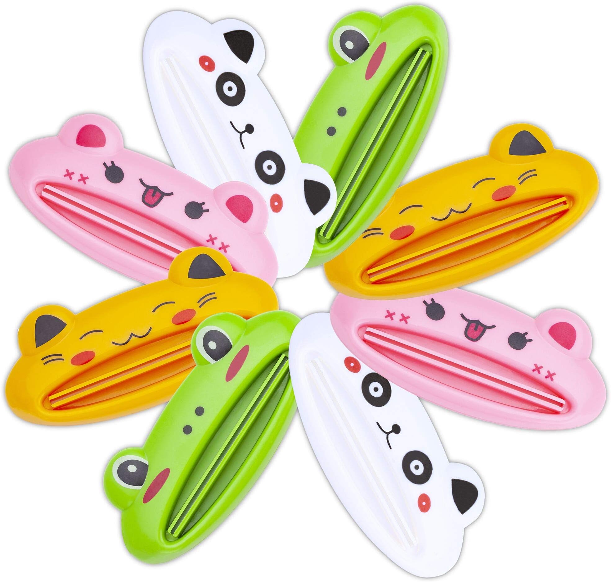 YEIO Toothpaste Tube Squeezer - 8 Pack Colors Animal Toothpaste Clip, Toothpaste Squeeze roll, Tube Squeezer Tool Dispenser