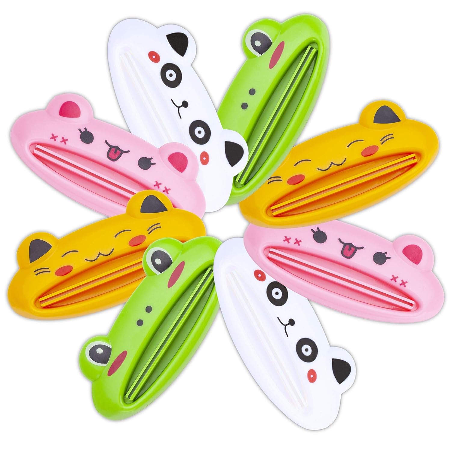 YEIO Toothpaste Tube Squeezer 8 Pack Colors Animal Toothpaste Clip