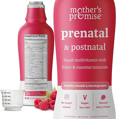 Multivitamínico prenatal y posnatal para mujeres Vitaminas prenatales líquidas sin azúcar para mujeres con folato, colina y frutas orgánicas para